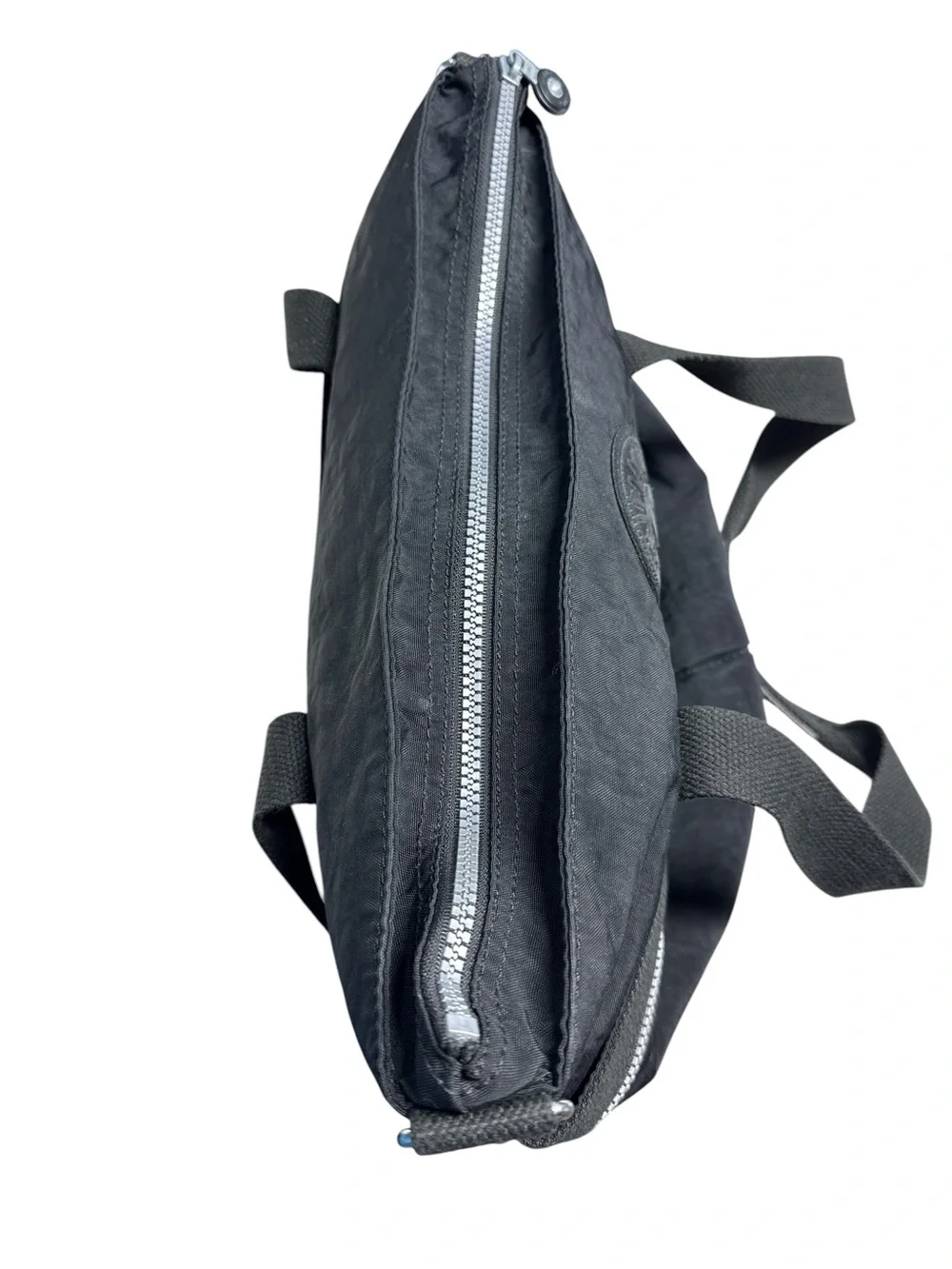 Kipling Black Nylon Duffel Tote with Front Zip Pockets